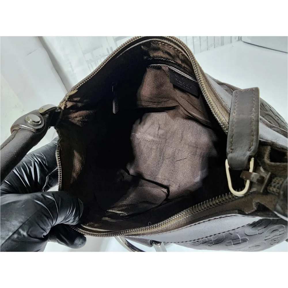 GUCCI Guccissima Small D Gold Ring Shoulder Bag Brown - Picture 12 of 13